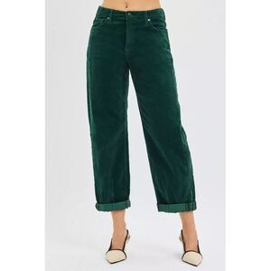 Risen Green Corduroy Crop Barrel Pants Size 3/26 New